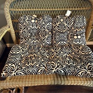 NWOT Set of 3 Black & tan print outdoor cushions